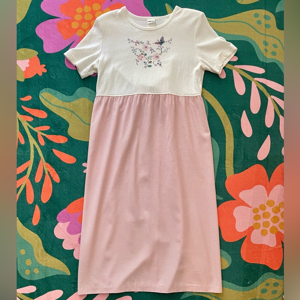90s Cherokee Butterfly Pink Gingham Maxi Dress | See measurements for sizing